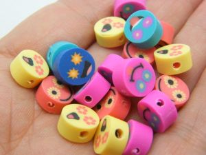 30 Face beads random mixed polymer clay M630 - SALE 50% OFF