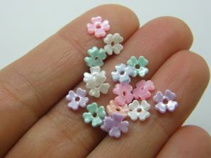100 Flower bead caps random mixed acrylic FS443