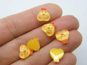 30 Chick chicken embellishment cabochons brown resin B18