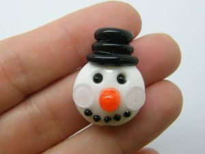 1 Snowman bead handmade lamp work glass CT430