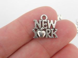 10 New York charms antique silver tone WT23