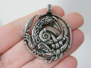 1 Crow raven celtic knot pendant silver stainless steel B332