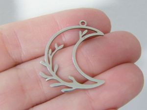 1  Moon leaves pendant silver tone stainless steel M211