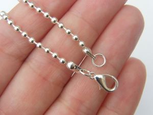 2 Necklace ball chains 46cm 18&quot; silver plated FS204