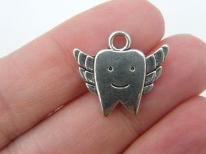 10 Tooth fairy charms antique silver tone MD41
