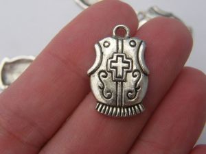 6 Breastplate charms antique silver tone SW36