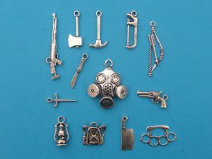 Survival Collection - 13 different antique silver tone charms