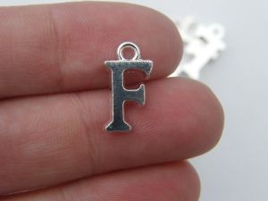 8 Letter F alphabet charms silver plated