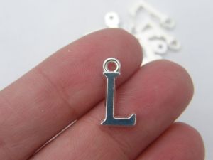 BULK 30 Letter L alphabet charms silver plated