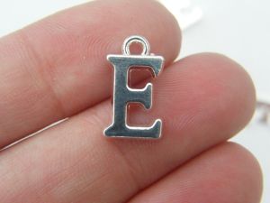 BULK 30 Letter E alphabet charms silver plated