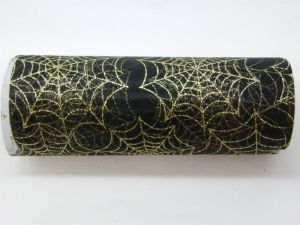 1 Roll spiderweb cobweb gold glitter black netting fabric