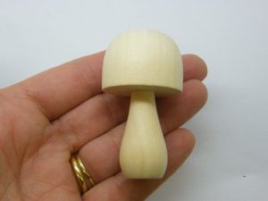 2 Mushroom embellishment natural wood 32 x 61mm L 02E