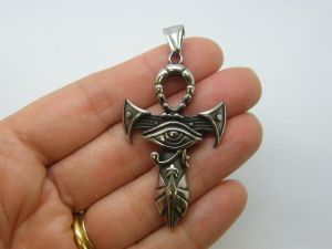 1 Ankh eye Egyptian cross pendant antique silver stainless steel C27