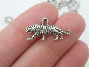 BULK 50 Tiger charms tibetan silver A154