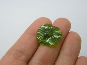 4 Water lily leaf embellishment miniature green resin L101