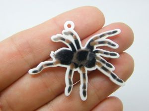 4 Spider pendants charms white acrylic HC23