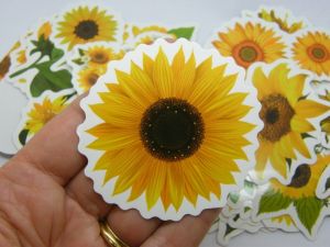 50 Sunflower themed stickers random mixed paper 002