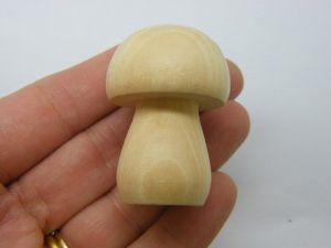 4 Mushroom embellishment miniature natural wood 32 x 45.5mm L 02B
