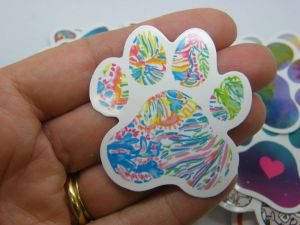 50 Paw print themed stickers random mixed paper 02