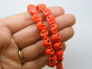 38 Orange skull beads 10 x 8mm synthetic turquoise SK22