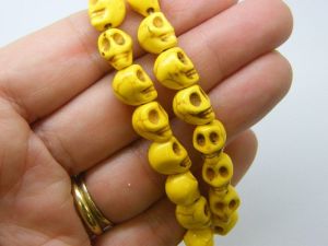 38 Yellow skull beads 10 x 8mm synthetic turquoise SK22