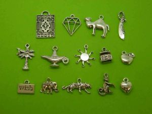 The Aladdin Collection - 14 different antique silver tone charms