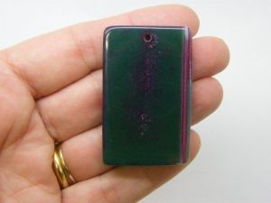 1 Purple green agate stone rectangle pendant M313
