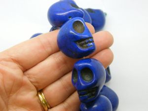 13 Super stunningly large skull beads royal blue HC