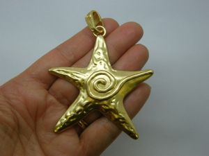 1  Starfish pendant bright gold tone BFM11