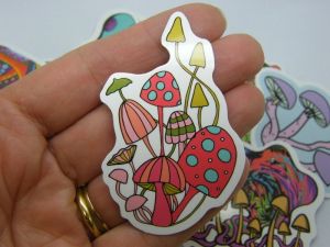 50 Mushroom themed stickers random mixed paper 08