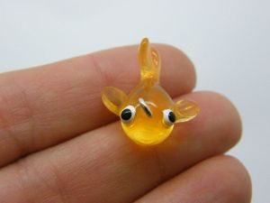 4 Goldfish fish charms orange resin FF121