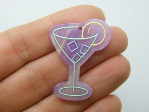 4 Martini cocktail pendants lilac purple acrylic FD75