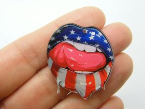 2  Lips United States flag pendants acrylic WT147