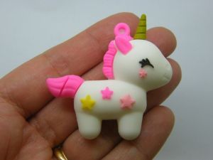 4 Unicorn pendants PVC plastic 02A