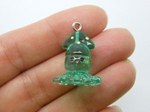 4 Octopus charms green resin FF115