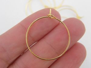 24 Wine glass charm hoops 29 x 25mm gold plated FS175