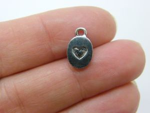 25 Heart charms antique silver tone H295