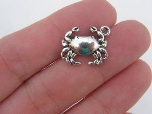 8 Crab charms antique silver tone FF103