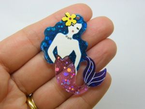 2 Mermaid pendants clear acrylic FF123