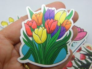 50 Tulip flowers themed stickers random mixed paper 365