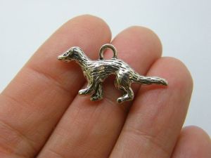 4 Weasel charms antique silver tone A113