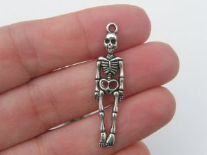 6 Skeleton pendants antique silver tone HC119