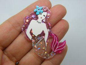 2 Mermaid pendants clear acrylic FF151