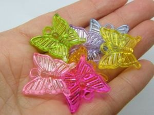 50 Butterfly pendants random mixed transparent acrylic A439