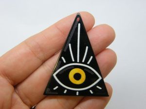 2 Eye triangle pendants black acrylic I123