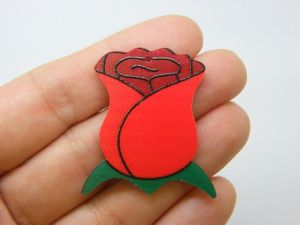 4 Rose flower pendants green red black acrylic F310