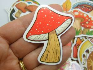 50 Mushroom themed stickers random mixed paper 01