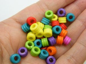 100 Column beads random mixed acrylic AB703 - SALE 50% OFF