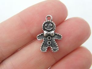 10 Gingerbread man charms antique silver tone CT81