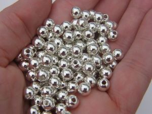BULK 100 Spacer beads 6mm silver plated FS402